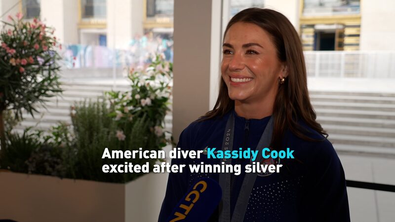 American_Diver_Kassidy_Cook_Celebrates_Silver_Medal_Win_at_Paris_Olympics video poster