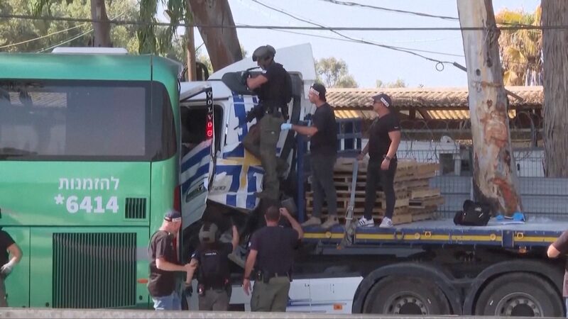 Chaos_in_Tel_Aviv__Truck_Plows_into_Bus_Stop__40_Injured video poster