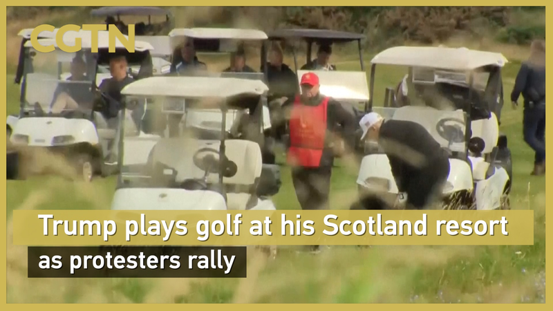 Trump Tees Off in Scotland Amid Protests Trump_Tees_Off_in_Scotland_Amid_Protests video poster