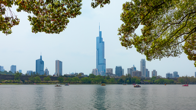 Soaring Over Xuanwu Lake: Zifeng Tower Skyview Soaring_Over_Xuanwu_Lake__Zifeng_Tower_Skyview video poster