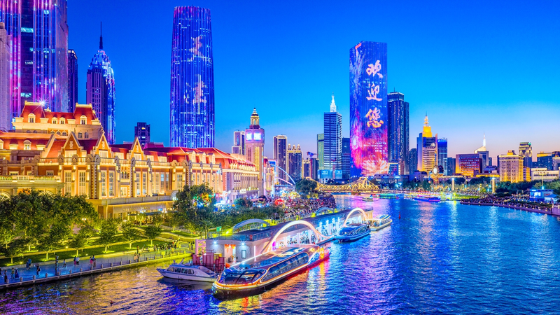 TPGPAO3XFQP585MUMPHN - News for amigos, by amigos Tianjin’s Riverfront Dazzles with Light Show Ahead of SCO Summit 2025 video poster