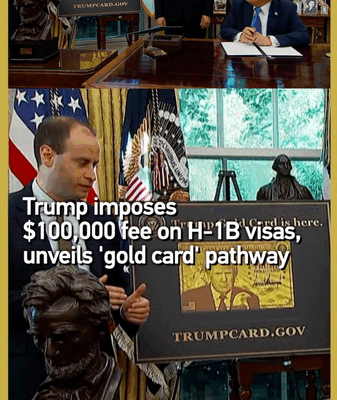 Trump’s $100K H-1B Fee and $1M Gold Card Plan Shake Tech Visas Trump’s $100K H-1B Fee and $1M Gold Card Plan Shake Tech Visas video poster