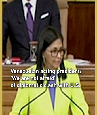Delcy Rodríguez: Venezuela 'Not Afraid' of Diplomatic Showdown with U.S. video poster